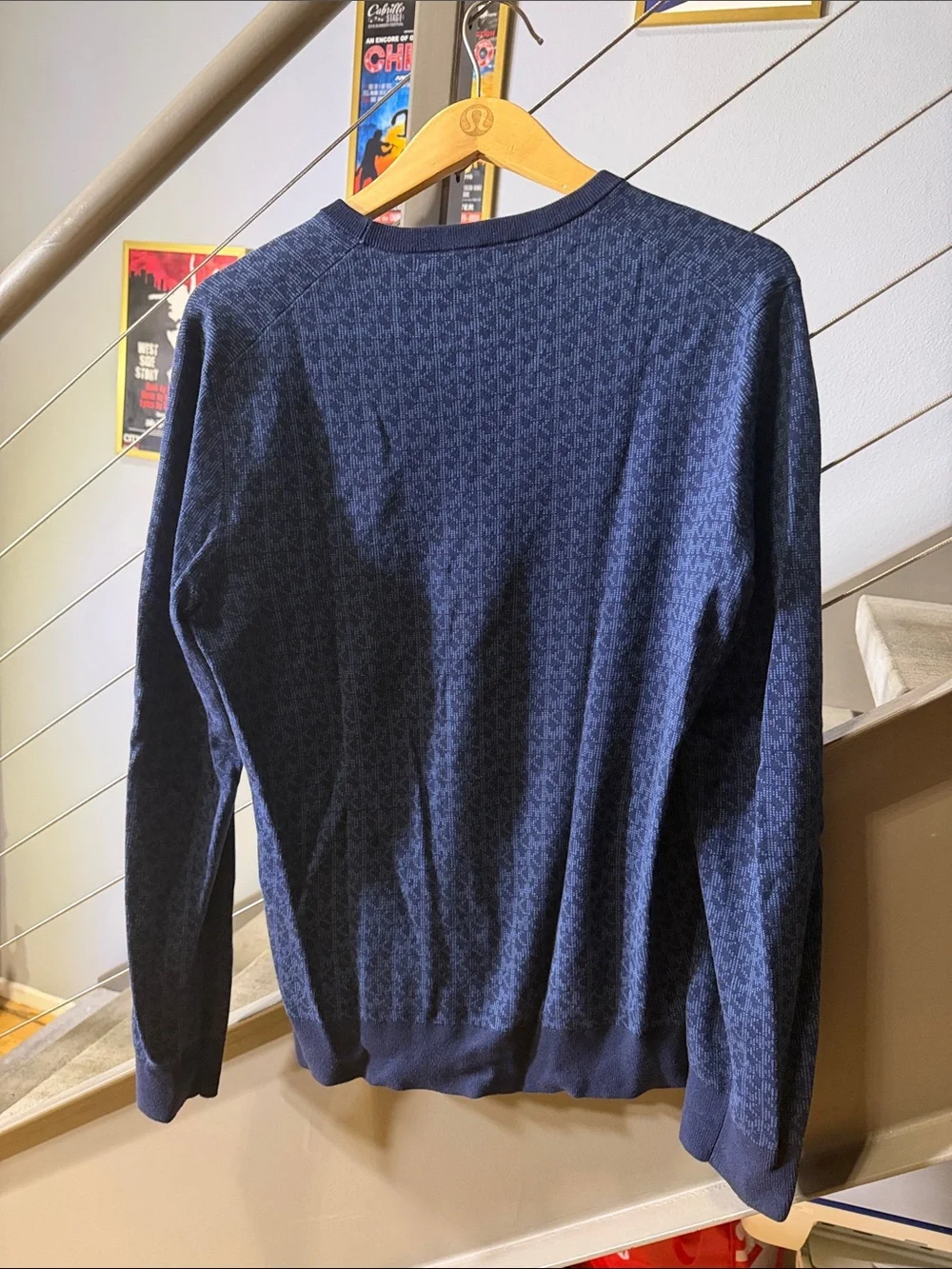 Michael Kors Patterned Crewneck Sweater Blue XS